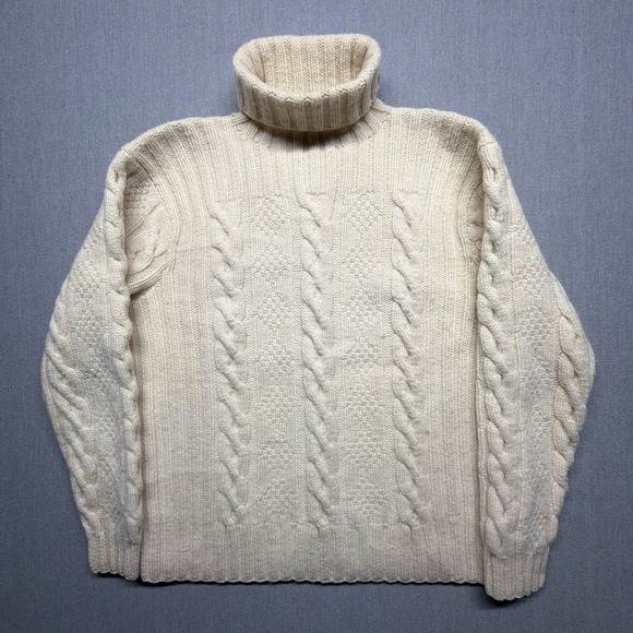 Polo Ralph Lauren Other - Vintage Polo Ralph Lauren Sweater Men Medium Lambswool Hand Knit Fisherman Cable